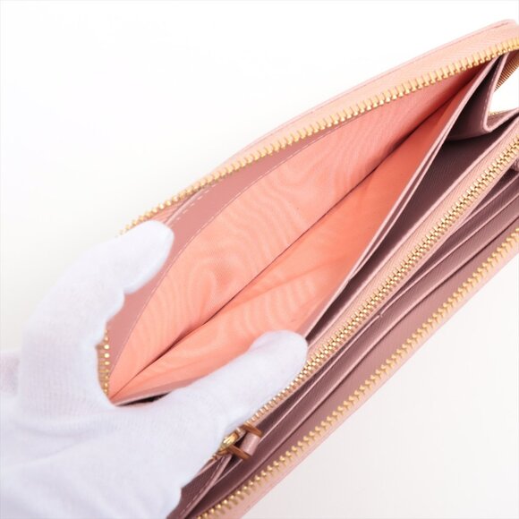 SOLD OUT Prada Saffiano Metal 1ML506 Leather Round-Zip-Wallet Pink - Picture 6 of 9